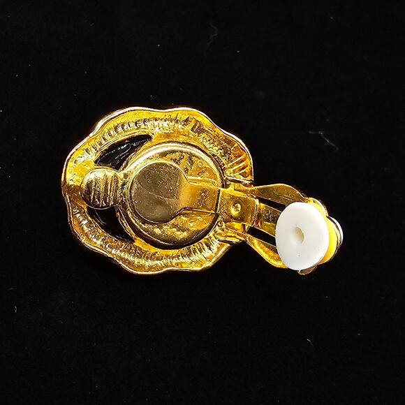 Interchangeable Clip On Earrings Gold Tone Moghul Cabochon Vintage Jewelry - Picture 7 of 10